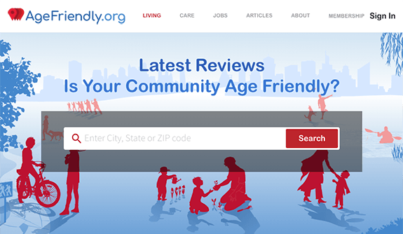 Age Friendly Org home page.