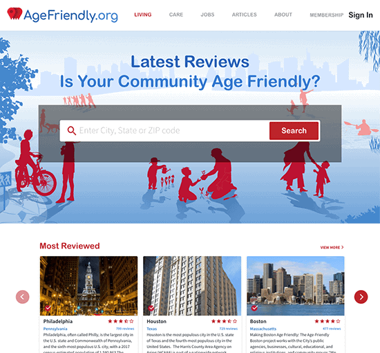 Age Friendly dot org home page